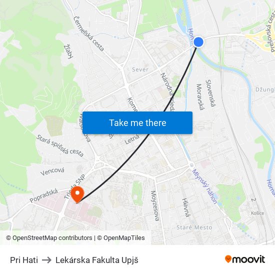 Pri Hati to Lekárska Fakulta Upjš map