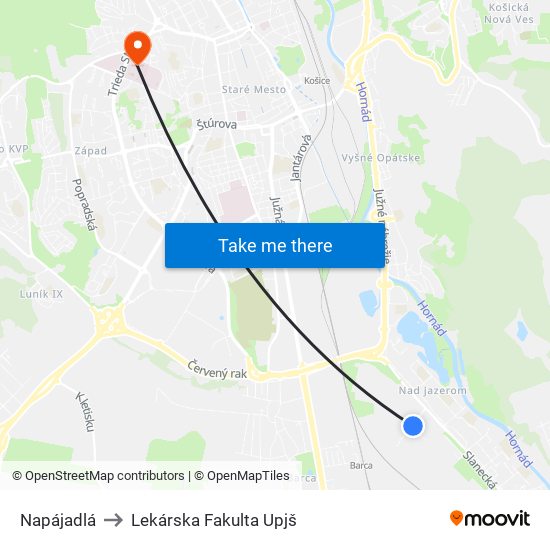 Napájadlá to Lekárska Fakulta Upjš map