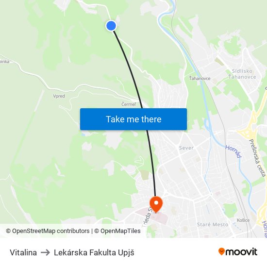 Vitalina to Lekárska Fakulta Upjš map