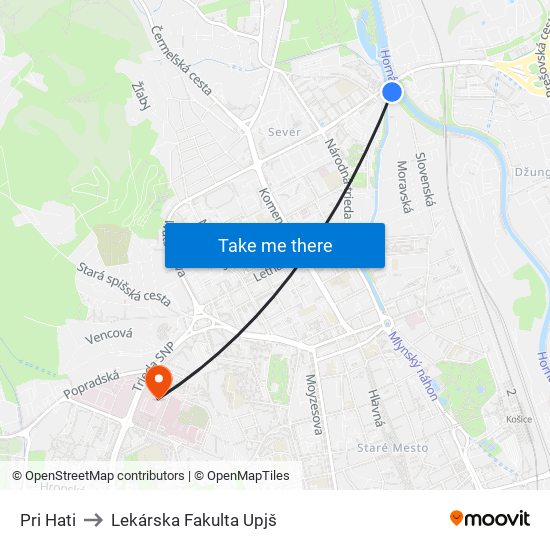 Pri Hati to Lekárska Fakulta Upjš map