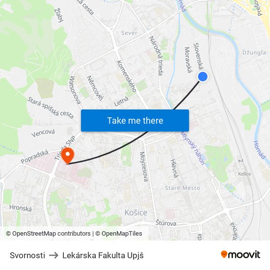 Svornosti to Lekárska Fakulta Upjš map