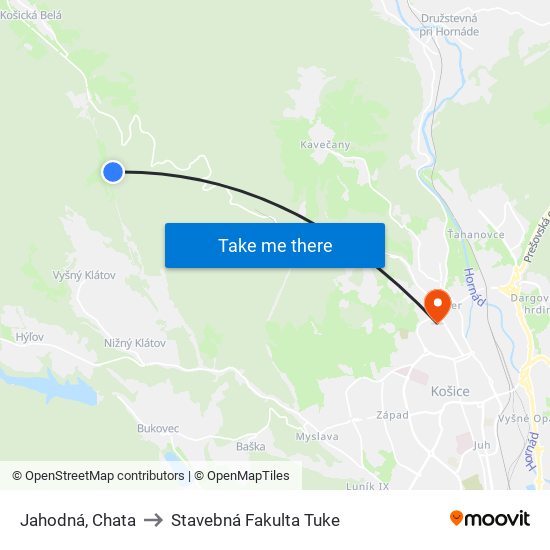 Jahodná, Chata to Stavebná Fakulta Tuke map