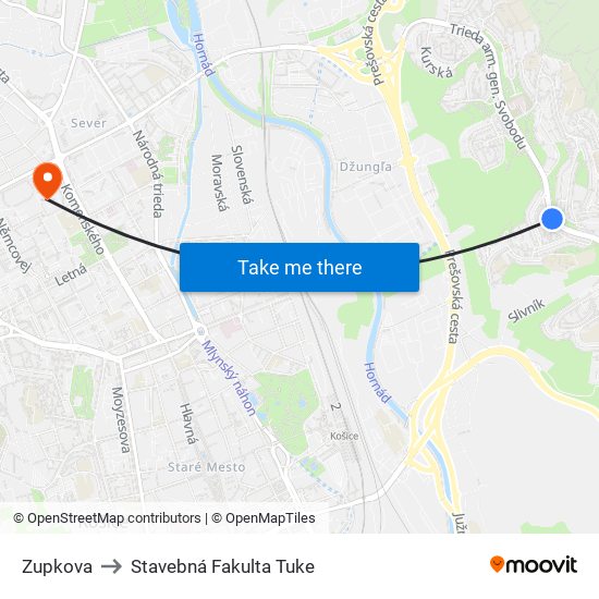 Zupkova to Stavebná Fakulta Tuke map