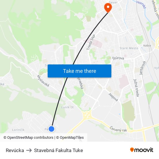 Revúcka to Stavebná Fakulta Tuke map