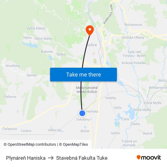 Plynáreň Haniska to Stavebná Fakulta Tuke map