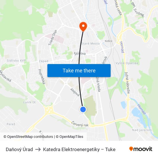 Daňový Úrad to Katedra Elektroenergetiky – Tuke map