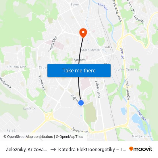 Železníky, Križovatka to Katedra Elektroenergetiky – Tuke map