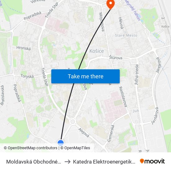 Moldavská Obchodné Centrá to Katedra Elektroenergetiky – Tuke map