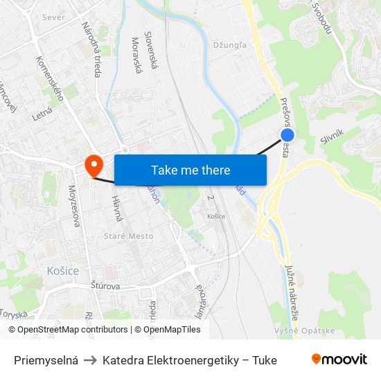 Priemyselná to Katedra Elektroenergetiky – Tuke map