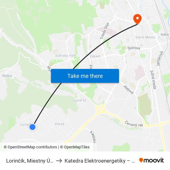 Lorinčík, Miestny Úrad to Katedra Elektroenergetiky – Tuke map