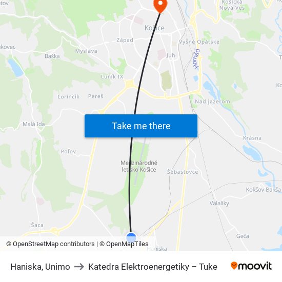 Haniska, Unimo to Katedra Elektroenergetiky – Tuke map