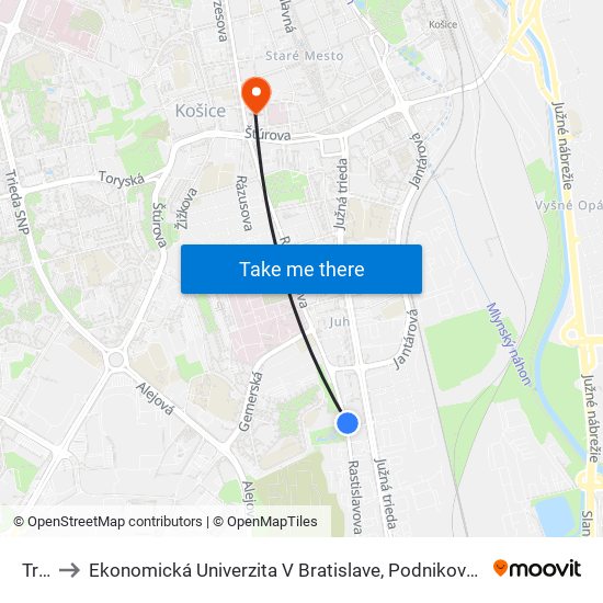 Triton to Ekonomická Univerzita V Bratislave, Podnikovohospodárska Fakulta V Košiciach map