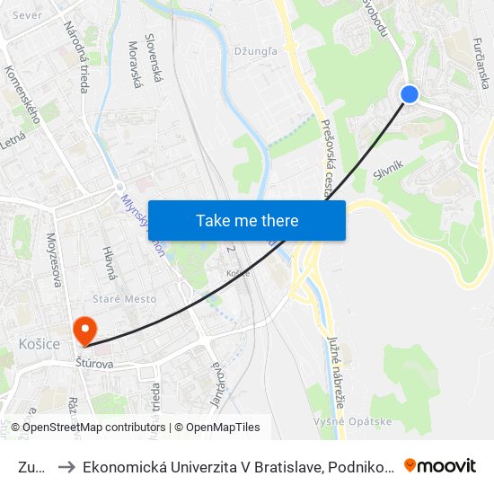 Zupkova to Ekonomická Univerzita V Bratislave, Podnikovohospodárska Fakulta V Košiciach map