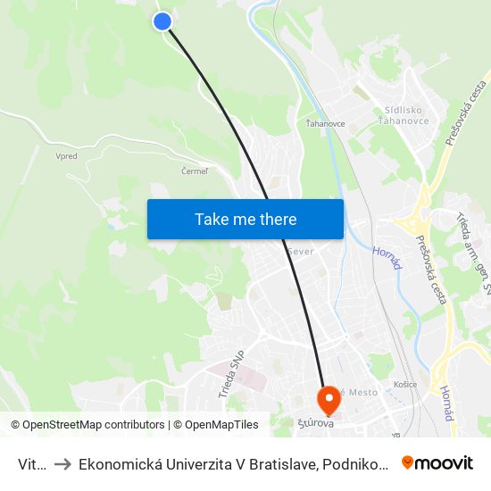 Vitalina to Ekonomická Univerzita V Bratislave, Podnikovohospodárska Fakulta V Košiciach map