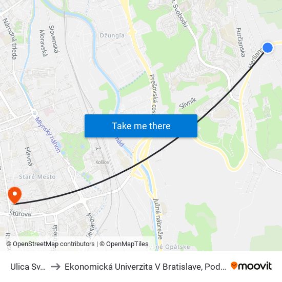 Ulica Sv. Ladislava to Ekonomická Univerzita V Bratislave, Podnikovohospodárska Fakulta V Košiciach map