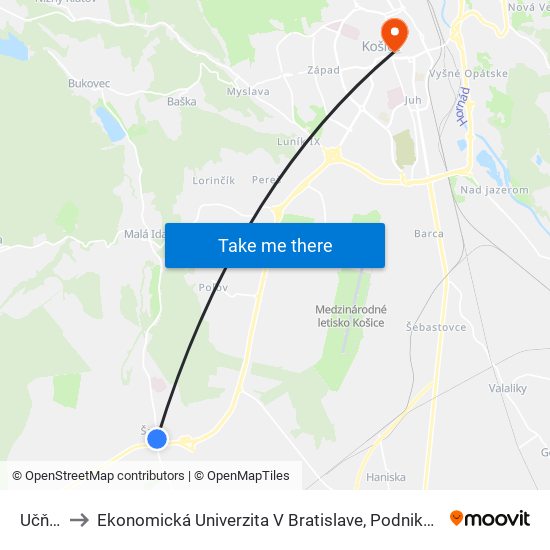 Učňovksá to Ekonomická Univerzita V Bratislave, Podnikovohospodárska Fakulta V Košiciach map