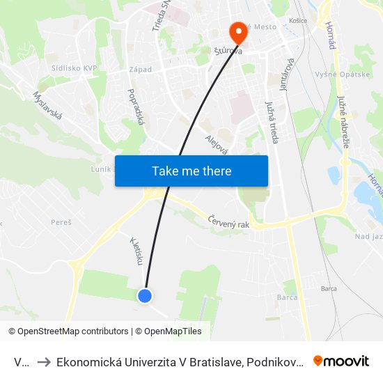 Valeo to Ekonomická Univerzita V Bratislave, Podnikovohospodárska Fakulta V Košiciach map