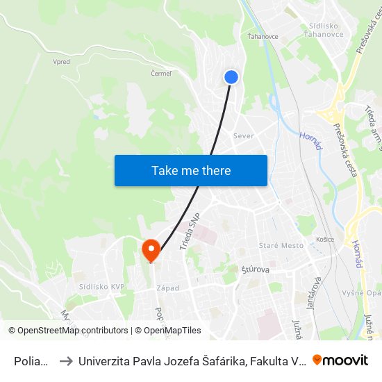 Polianska to Univerzita Pavla Jozefa Šafárika, Fakulta Verejnej Správy map