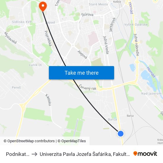 Podnikateľská to Univerzita Pavla Jozefa Šafárika, Fakulta Verejnej Správy map