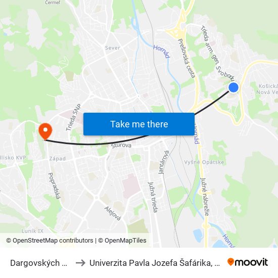 Dargovských Hrdinov, Miú to Univerzita Pavla Jozefa Šafárika, Fakulta Verejnej Správy map