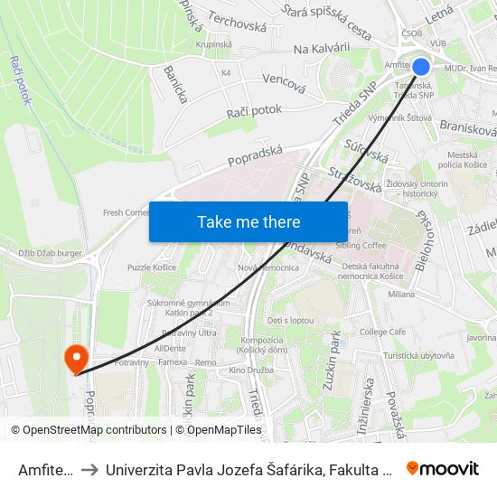 Amfiteáter to Univerzita Pavla Jozefa Šafárika, Fakulta Verejnej Správy map