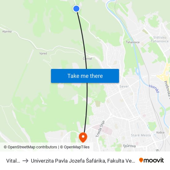 Vitalina to Univerzita Pavla Jozefa Šafárika, Fakulta Verejnej Správy map