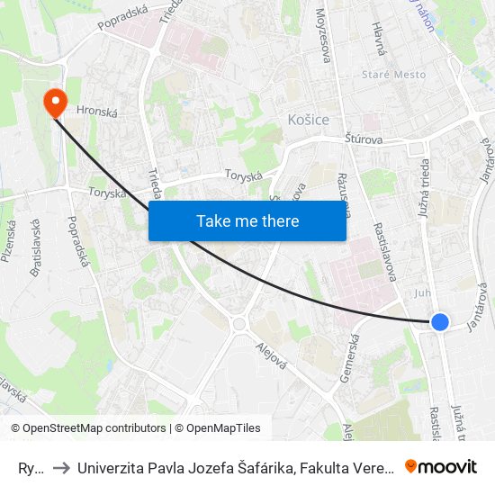 Ryba to Univerzita Pavla Jozefa Šafárika, Fakulta Verejnej Správy map