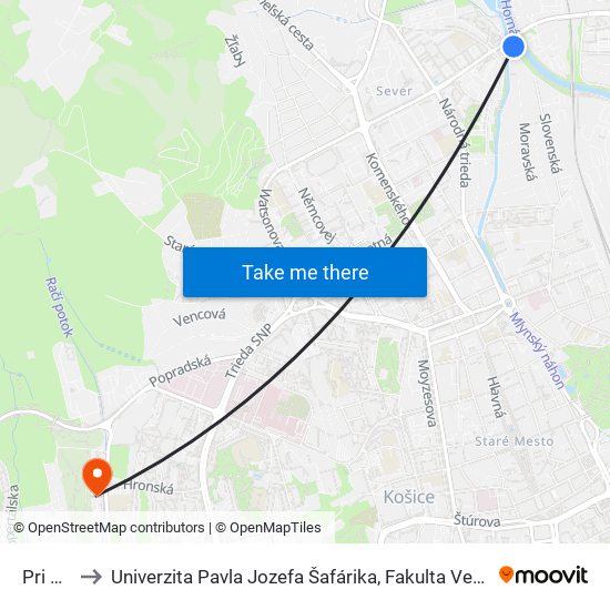 Pri Hati to Univerzita Pavla Jozefa Šafárika, Fakulta Verejnej Správy map