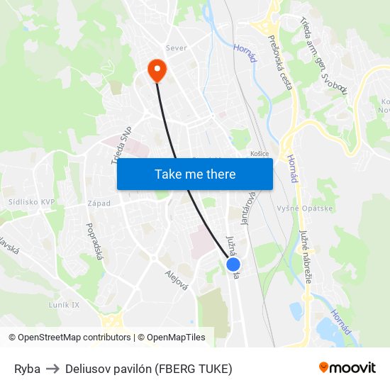 Ryba to Deliusov pavilón (FBERG TUKE) map