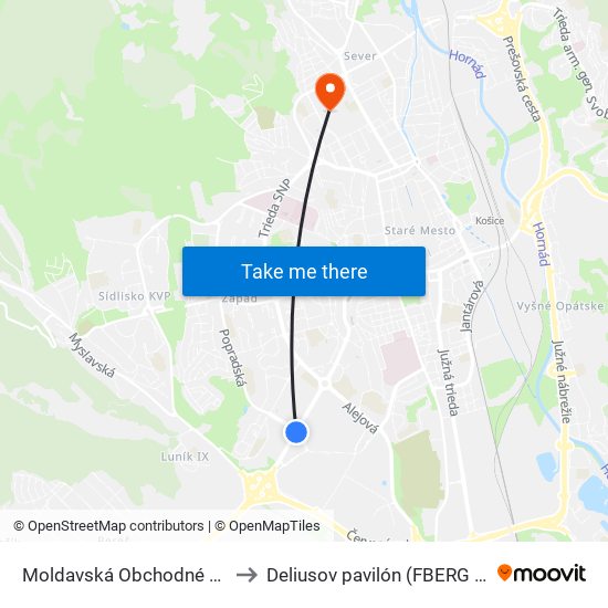 Moldavská Obchodné Centrá to Deliusov pavilón (FBERG TUKE) map