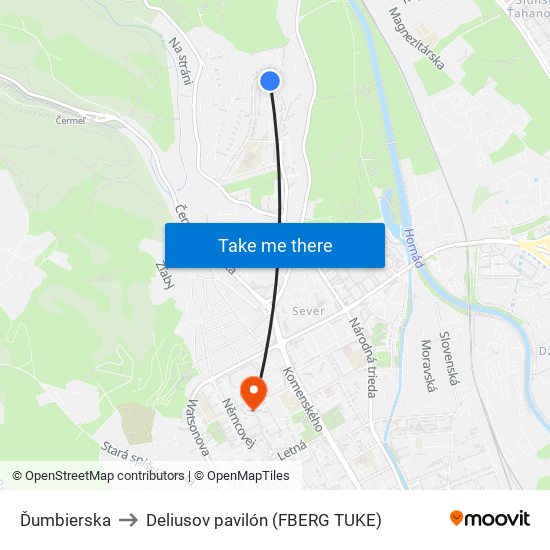 Ďumbierska to Deliusov pavilón (FBERG TUKE) map