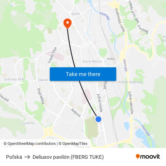 Poľská to Deliusov pavilón (FBERG TUKE) map