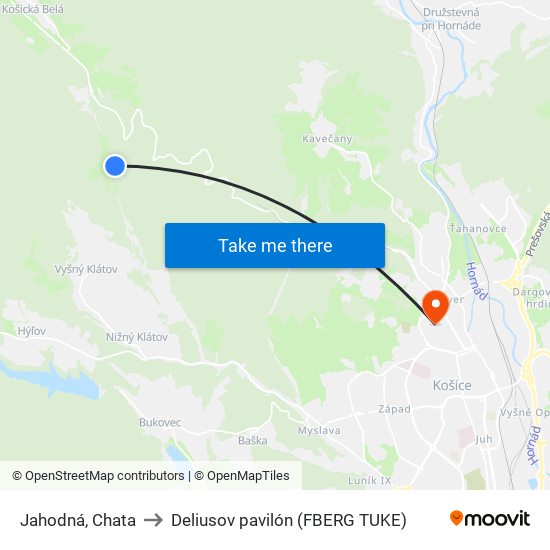 Jahodná, Chata to Deliusov pavilón (FBERG TUKE) map