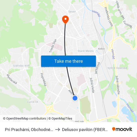 Pri Prachárni, Obchodné Centrá to Deliusov pavilón (FBERG TUKE) map