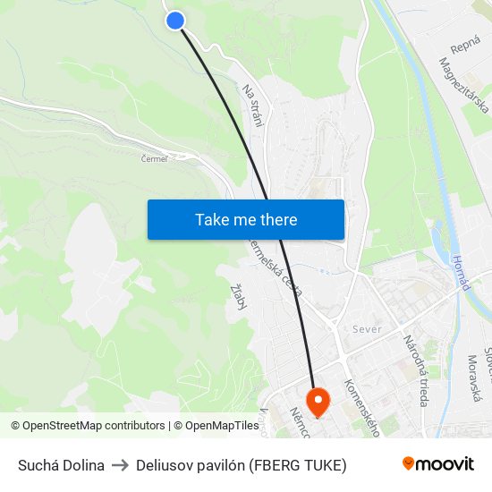 Suchá Dolina to Deliusov pavilón (FBERG TUKE) map