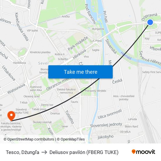 Tesco, Džungľa to Deliusov pavilón (FBERG TUKE) map