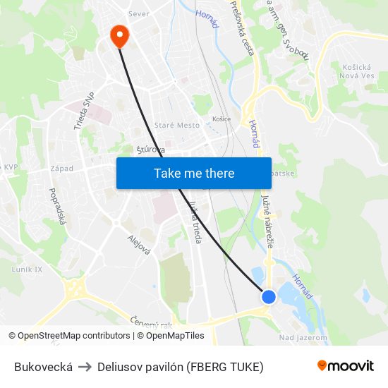 Bukovecká to Deliusov pavilón (FBERG TUKE) map