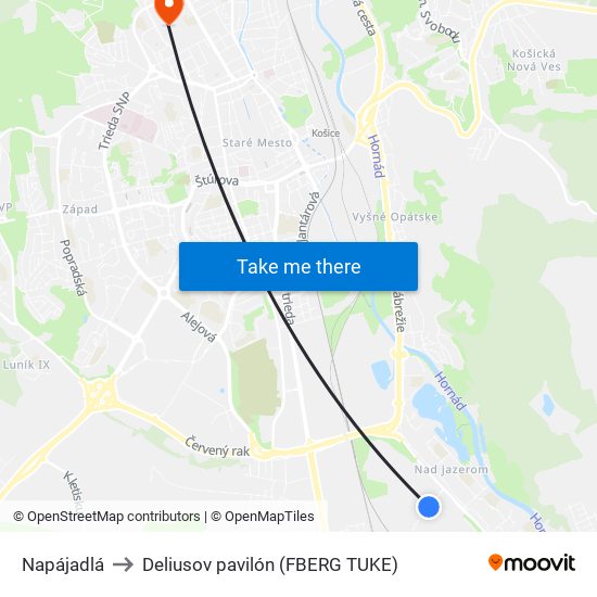 Napájadlá to Deliusov pavilón (FBERG TUKE) map