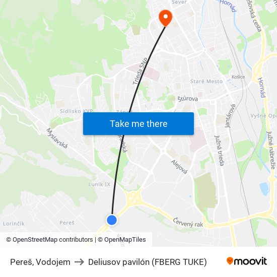 Pereš, Vodojem to Deliusov pavilón (FBERG TUKE) map