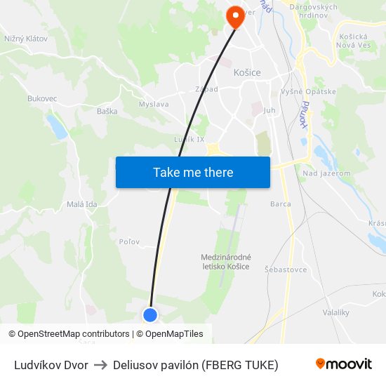 Ludvíkov Dvor to Deliusov pavilón (FBERG TUKE) map