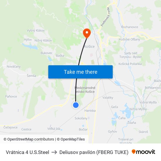 Vrátnica 4 U.S.Steel to Deliusov pavilón (FBERG TUKE) map