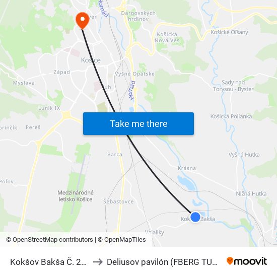 Kokšov Bakša Č. 215 to Deliusov pavilón (FBERG TUKE) map