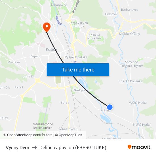 Vyšný Dvor to Deliusov pavilón (FBERG TUKE) map