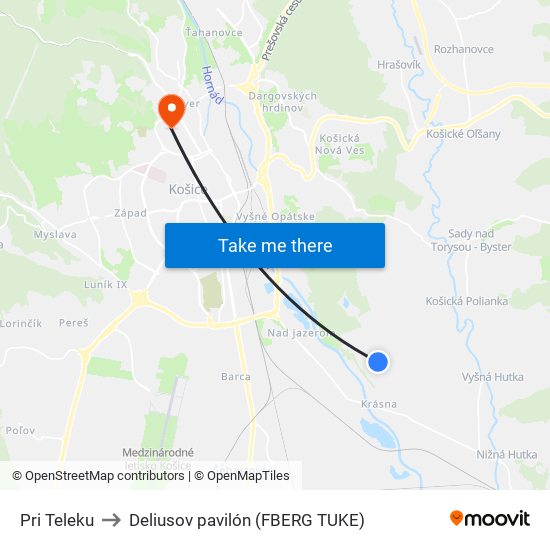 Pri Teleku to Deliusov pavilón (FBERG TUKE) map