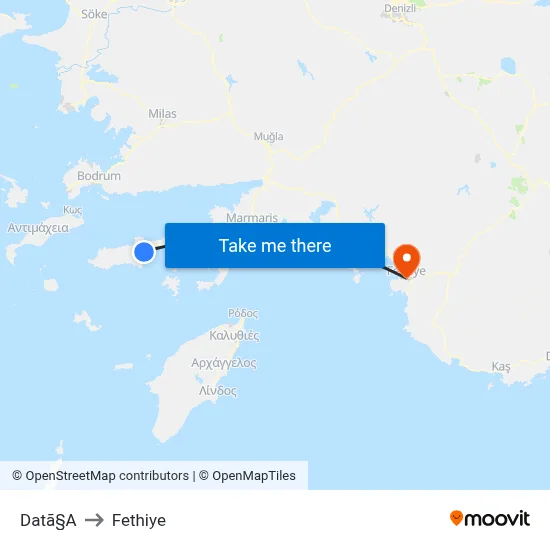 Datã§A to Fethiye map
