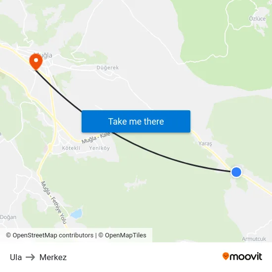 Ula to Merkez map