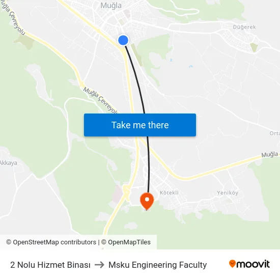 2 Nolu Hizmet Binası to Msku Engineering Faculty map