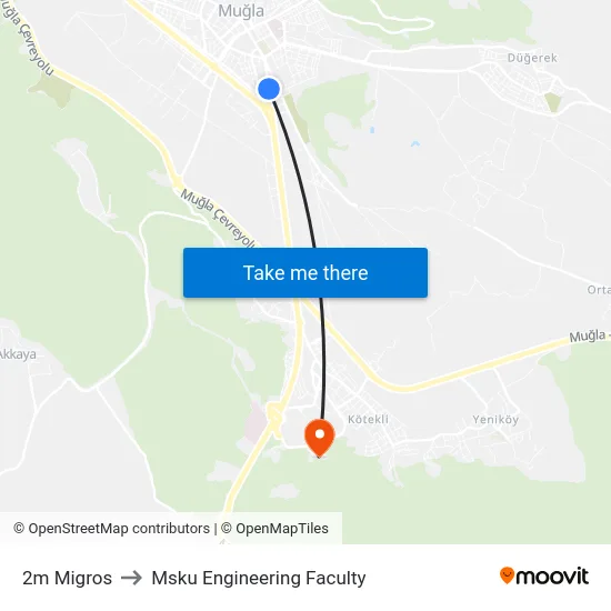 2m Migros to Msku Engineering Faculty map