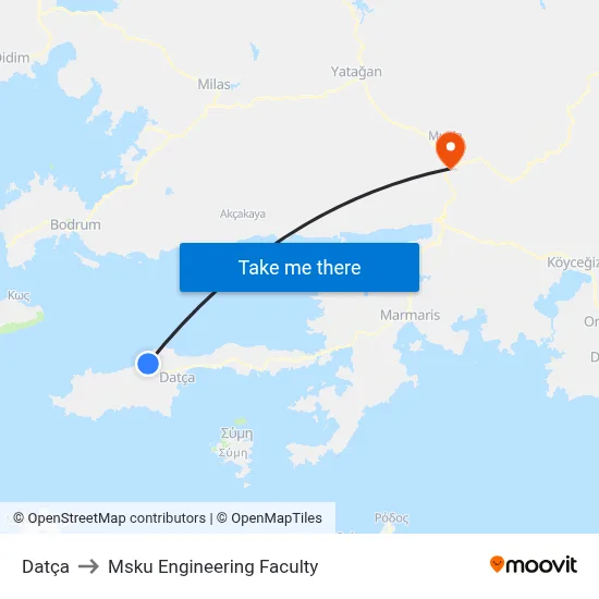 Datça to Msku Engineering Faculty map