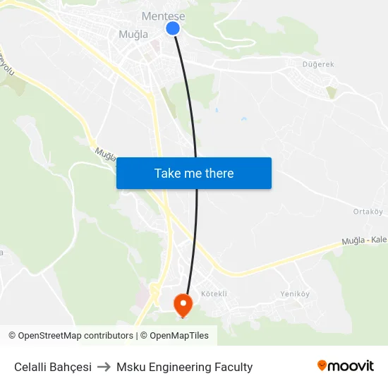 Celalli Bahçesi to Msku Engineering Faculty map